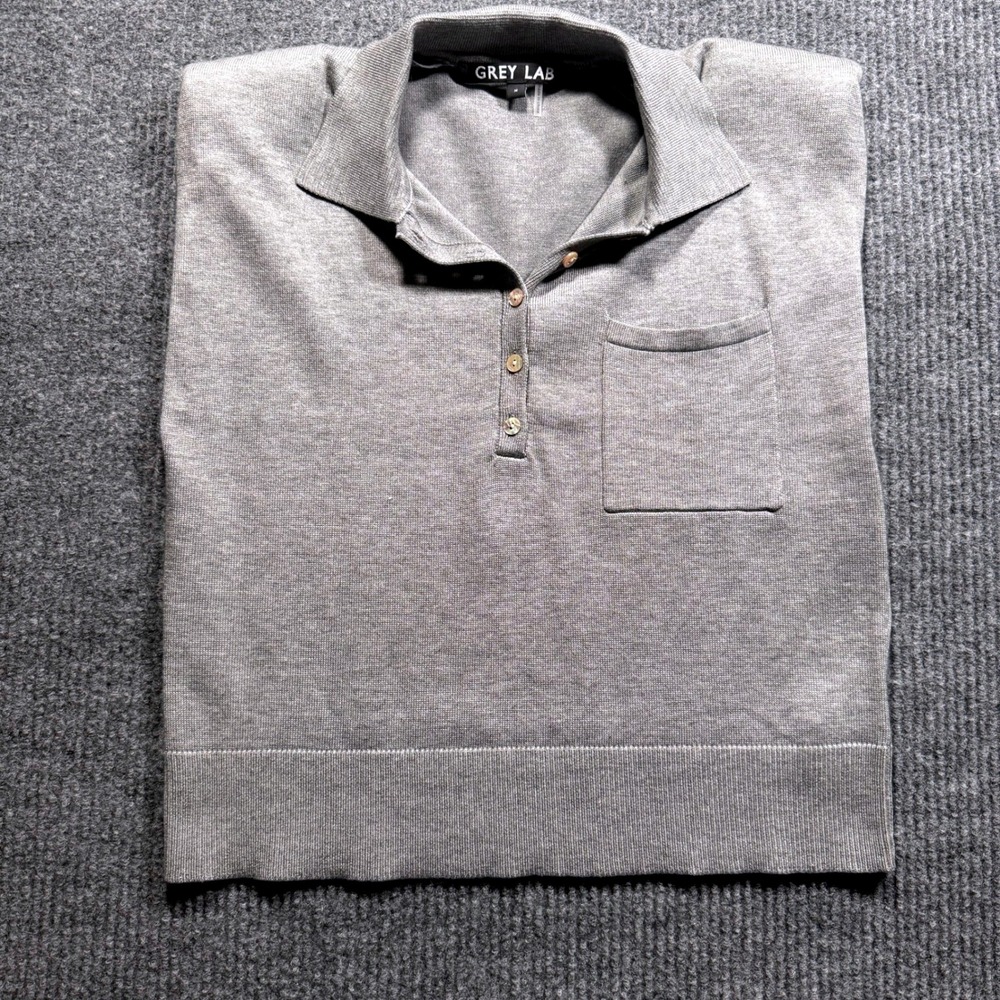 Grey Lab Sweater Polo Womens M Grey Sleeveless Knit Vest Top Shoulder Pads